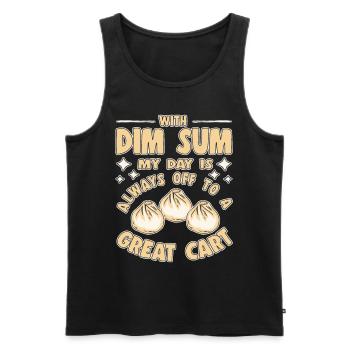 Funny Dim Sum Always Great Cart Asian Bao Bun - Men's Premium Organic Tank Top - black - Front - AI Model Male 178 light (178cm)