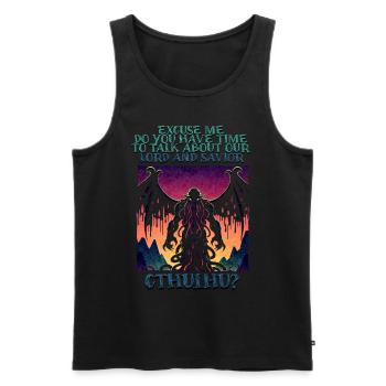 Herr & Erlöser Cthulhu Kult Lovecraft Necronomicon - Männer Premium Bio Tank Top - Schwarz - Vorne - AI Model Male 178 light (178cm)