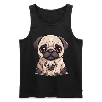 Carlin Chien Chiens Maman Enfant Bébé Chiens - Débardeur bio Premium Homme - noir - Devant - AI Model Male 178 light (178cm)