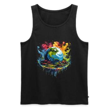 Respektier Muttererde Unseren Planeten Natur - Männer Premium Bio Tank Top - Schwarz - Vorne - Michal (187cm)
