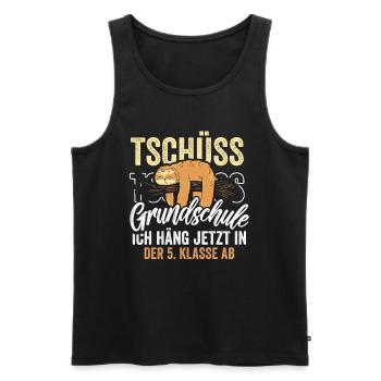 Tschüss Grundschule ich häng jetzt in der 5 Klasse - Männer Premium Bio Tank Top - Schwarz - Vorne - Michal (187cm)