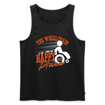 Rollstuhlfahrer The Wheelchair Is My Happy Place - Männer Premium Bio Tank Top - Schwarz - Vorne - AI Model Male 178 light (178cm)