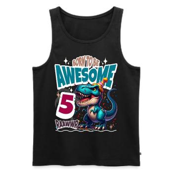 T Rex Dinosaurier 5. Geburtstag Kindergeburtstag - Männer Premium Bio Tank Top - Schwarz - Vorne - AI Model Male 178 light (178cm)