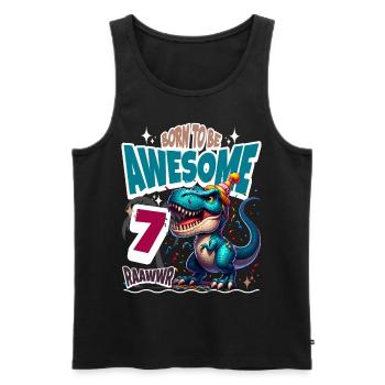 T Rex Dinosaur 7th Birthday Children's Birthday - Men's Premium Organic Tank Top - black - Front - Michal (187cm)