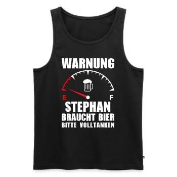 Stephan braucht Bier Bitte volltanken - Männer Premium Bio Tank Top - Schwarz - Vorne - AI Model Male 178 light (178cm)