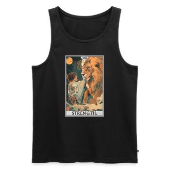 Tarotkarten Tarotkarte Strength Kraft - Männer Premium Bio Tank Top - Schwarz - Vorne - AI Model Male 178 light (178cm)