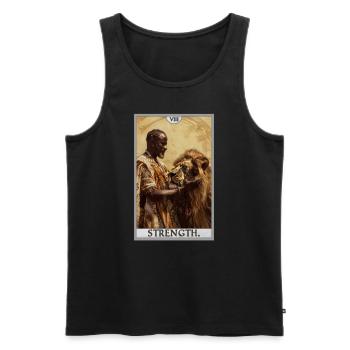 Tarotkarten Tarotkarte Strength Kraft - Männer Premium Bio Tank Top - Schwarz - Vorne - AI Model Male 178 light (178cm)
