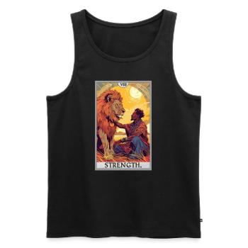 Tarotkarten Tarotkarte Strength Kraft - Männer Premium Bio Tank Top - Schwarz - Vorne - AI Model Male 178 light (178cm)