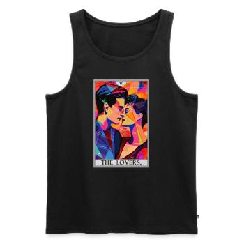 Tarot Cards Tarot Card The Lovers The Lovers - Men's Premium Organic Tank Top - black - Front - AI Model Male 178 light (178cm)