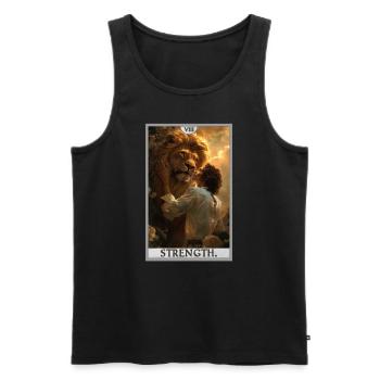 Tarotkarten Tarotkarte Strength Kraft - Männer Premium Bio Tank Top - Schwarz - Vorne - AI Model Male 178 light (178cm)