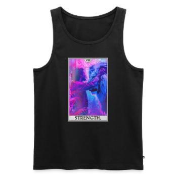 Tarotkarten Tarotkarte Strength Kraft - Männer Premium Bio Tank Top - Schwarz - Vorne - AI Model Male 178 light (178cm)