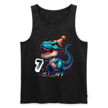 7th Birthday T Rex Dinosaur Children's Birthday Party - Men's Premium Organic Tank Top - black - Front - Michal (187cm)