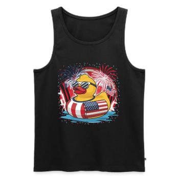 Patriotisches Gummi-Entchen amerikanischer Flagge - Männer Premium Bio Tank Top - Schwarz - Vorne - Michal (187cm)