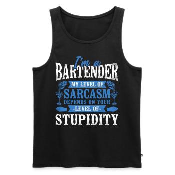 Barman Mixologue Je suis A - Débardeur bio Premium Homme - noir - Devant - Michal (187cm)