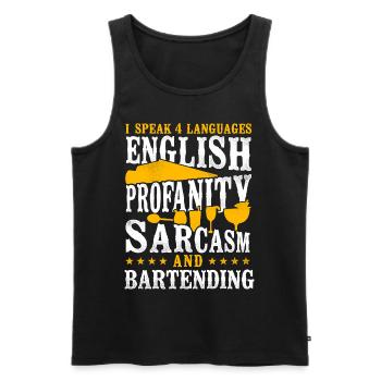 Barman Mixologue I Speak 4 - Débardeur bio Premium Homme - noir - Devant - Michal (187cm)
