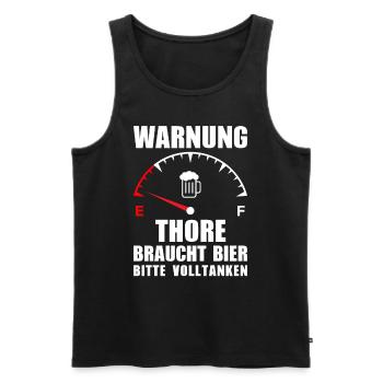 Thore braucht Bier Bitte volltanken - Männer Premium Bio Tank Top - Schwarz - Vorne - Michal (187cm)