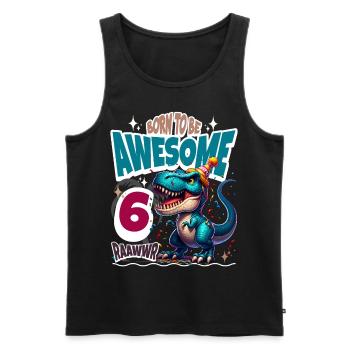T Rex Dinosaure 6ème Anniversaire Enfants Anniversaire - Débardeur bio Premium Homme - noir - Devant - AI Model Male 178 light (178cm)