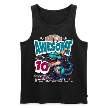 T Rex Dinosaure 10e anniversaire Enfants Anniversaire - Débardeur bio Premium Homme - noir - Devant - Michal (187cm)