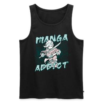 Anime Manga Addict - Männer Premium Bio Tank Top - Schwarz - Vorne - Michal (187cm)