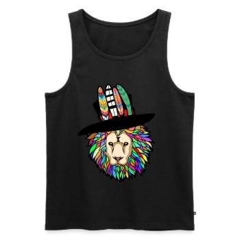 Löwenkopf Löwe Löwen - Männer Premium Bio Tank Top - Schwarz - Vorne - AI Model Male 178 light (178cm)