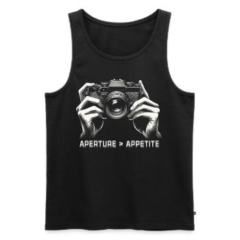 Fotograf Fotografie Fotografen Aperture Appetite - Männer Premium Bio Tank Top - Schwarz - Vorne - AI Model Male 178 light (178cm)
