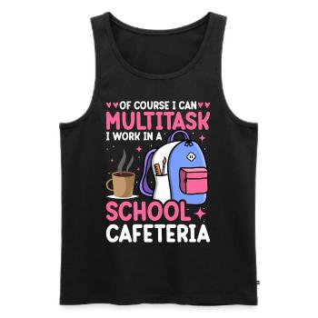 Cafeteria Mitarbeiterin Mittagessen Dame Multitask - Männer Premium Bio Tank Top - Schwarz - Vorne - Michal (187cm)