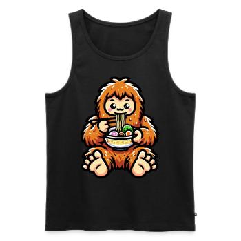 Bol de nouilles Kawaii Bigfoot Ramen - Débardeur bio Premium Homme - noir - Devant - AI Model Male 178 light (178cm)