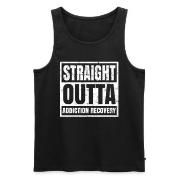 Addicted Straight Outta Addiction Recovery - Men's Premium Organic Tank Top - black - Front - AI Model Male 178 light (178cm)