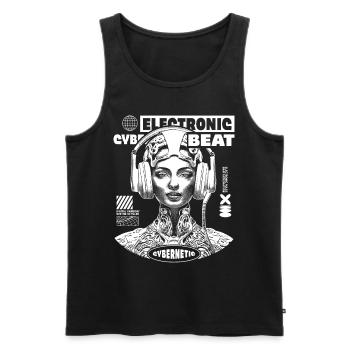 Futuristic techno t-shirt with sci-fi design - Men's Premium Organic Tank Top - black - Front - AI Model Male 178 light (178cm)