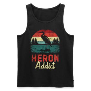 Heron Addict - Männer Premium Bio Tank Top - Schwarz - Vorne - AI Model Male 178 light (178cm)