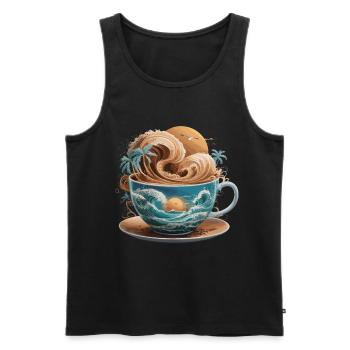 Tropical Beach Waves Kaffeetasse für eine - Männer Premium Bio Tank Top - Schwarz - Vorne - Michal (187cm)