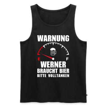 Werner braucht Bier Bitte volltanken - Männer Premium Bio Tank Top - Schwarz - Vorne - Michal (187cm)