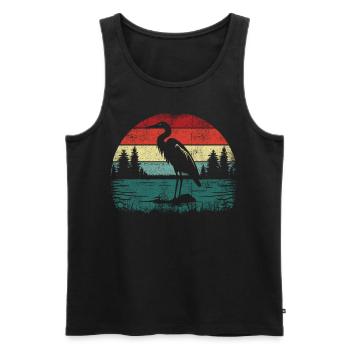 Retro Reiher - Männer Premium Bio Tank Top - Schwarz - Vorne - AI Model Male 178 light (178cm)