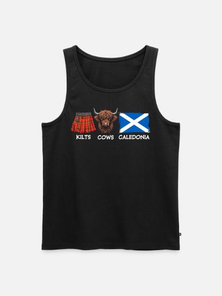 Kilts Cows Caledonia - Männer Premium Bio Tank Top - Schwarz