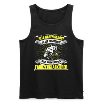 Vehicle painter Then came the painter - Men's Premium Organic Tank Top - black - Front - AI Model Male 178 light (178cm)