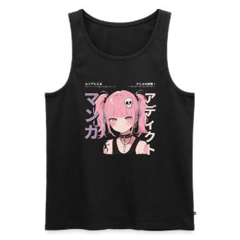 Manga Addicted - Kawaii Anime Girl Fashion Punk - Männer Premium Bio Tank Top - Schwarz - Vorne - AI Model Male 178 light (178cm)