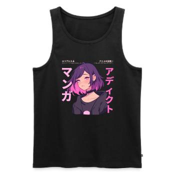 Manga Addicted - Kawaii Anime Girl Fashion Punk - Männer Premium Bio Tank Top - Schwarz - Vorne - AI Model Male 178 light (178cm)