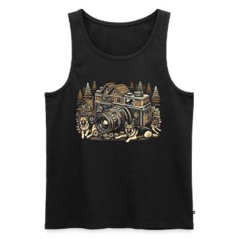 Photographer Photography Photographer - Men's Premium Organic Tank Top - black - Front - AI Model Male 178 light (178cm)