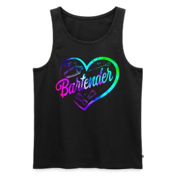 Bartender Mixologist Heart - Männer Premium Bio Tank Top - Schwarz - Vorne - AI Model Male 178 light (178cm)