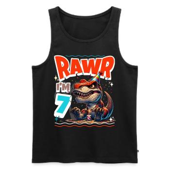 7th Birthday Rawr T Rex Dinosaur - Men's Premium Organic Tank Top - black - Front - Michal (187cm)