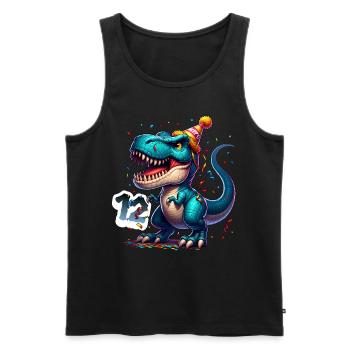 T Rex Dinosaure 12e anniversaire Enfants Anniversaire - Débardeur bio Premium Homme - noir - Devant - Michal (187cm)