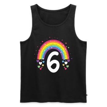 6th Birthday Gift Rainbow Birthday Boy - Men's Premium Organic Tank Top - black - Front - Michal (187cm)