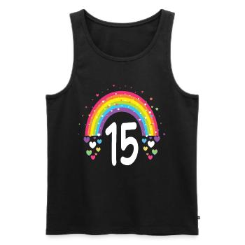 15th Birthday Gift Rainbow Birthday Girl - Men's Premium Organic Tank Top - black - Front - Michal (187cm)