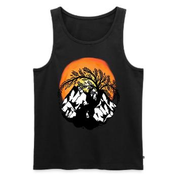 Mountains, Mountain, Tree, Trees, Sunset, Nature - Men's Premium Organic Tank Top - black - Front - AI Model Male 178 light (178cm)