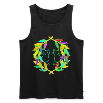 Retro Katze Katzen 80er 90er Vintage - Männer Premium Bio Tank Top - Schwarz - Vorne - AI Model Male 178 light (178cm)