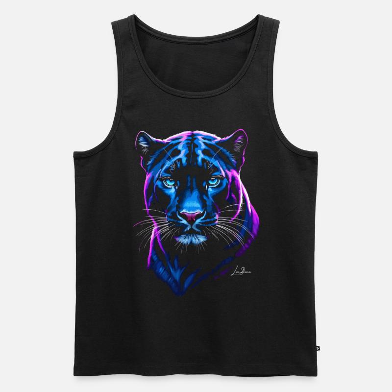 Neon Wilder Panther - Männer Premium Bio Tank Top - Schwarz