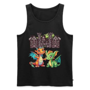 Mittelalter Drache Drachen - Männer Premium Bio Tank Top - Schwarz - Vorne - Michal (187cm)