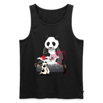 Panda Panda Bear Asia China Mountains Mountains Nature - Men's Premium Organic Tank Top - black - Front - Michal (187cm)