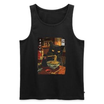 Aesthetic Anime Fan Japanese Black Cat - Men's Premium Organic Tank Top - black - Front - Michal (187cm)