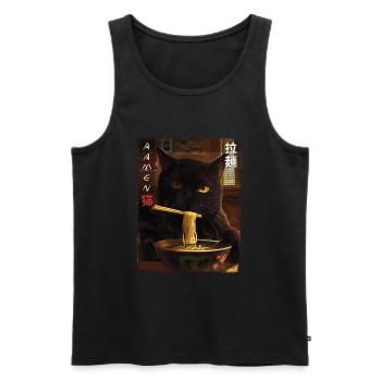 Kawaii Cat Ramen Vintage Anime Fan Design - Men's Premium Organic Tank Top - black - Front - Michal (187cm)